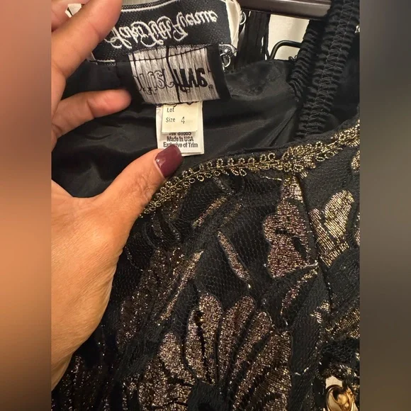 Vintage Saks Fifth Avenue “After Five” Gold & Black Lace Gown — Union Made - Picture 11 of 13